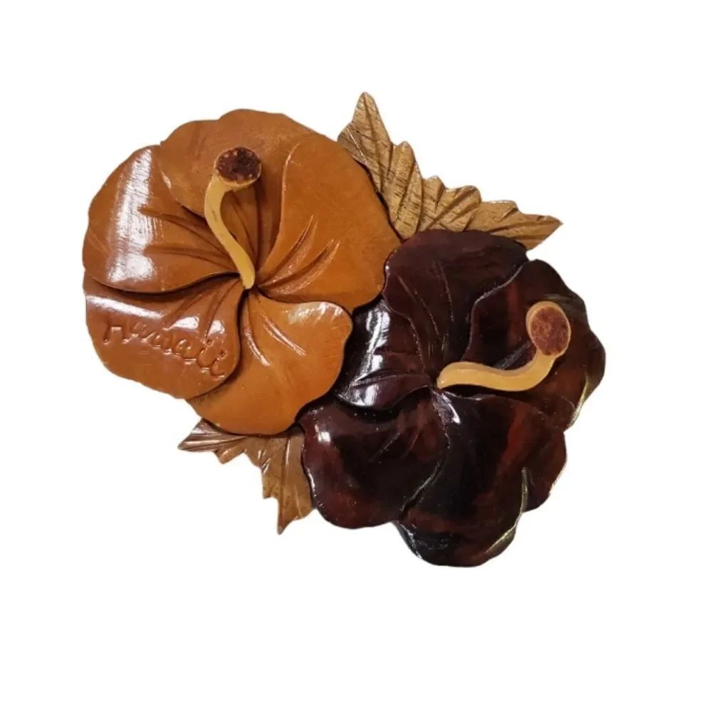 Handcrafted Wood Hibiscus Magnet